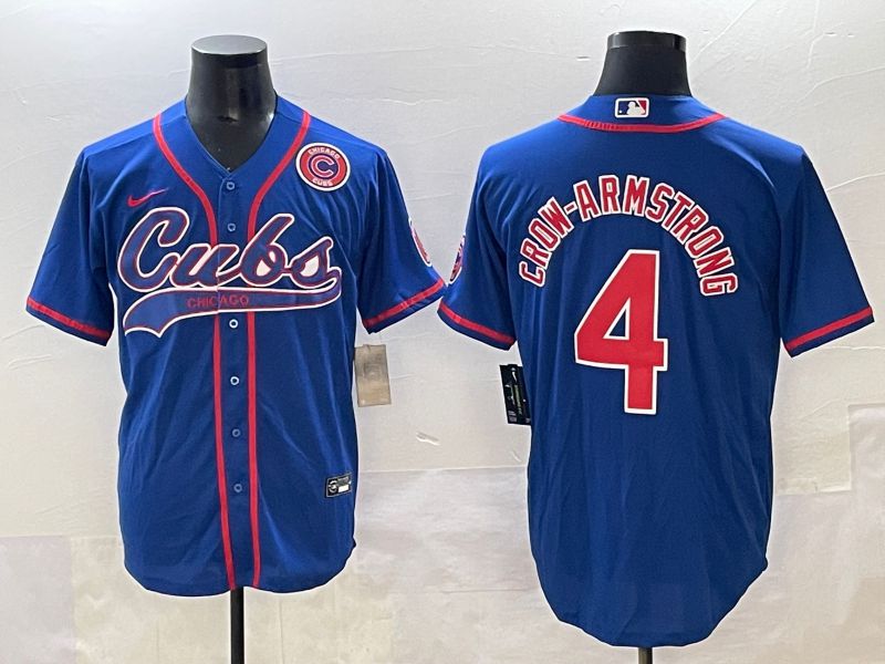 Men 2025 Chicago Cubs #4 Crow-Armstrong Blue Joint Name Nike MLB Jersey style 5